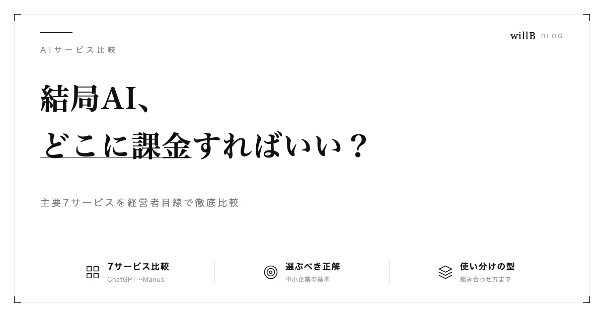 結局AIどこに課金すればいい？ ― 主要7サービスを比較して分かった、中小企業が選ぶべき正解