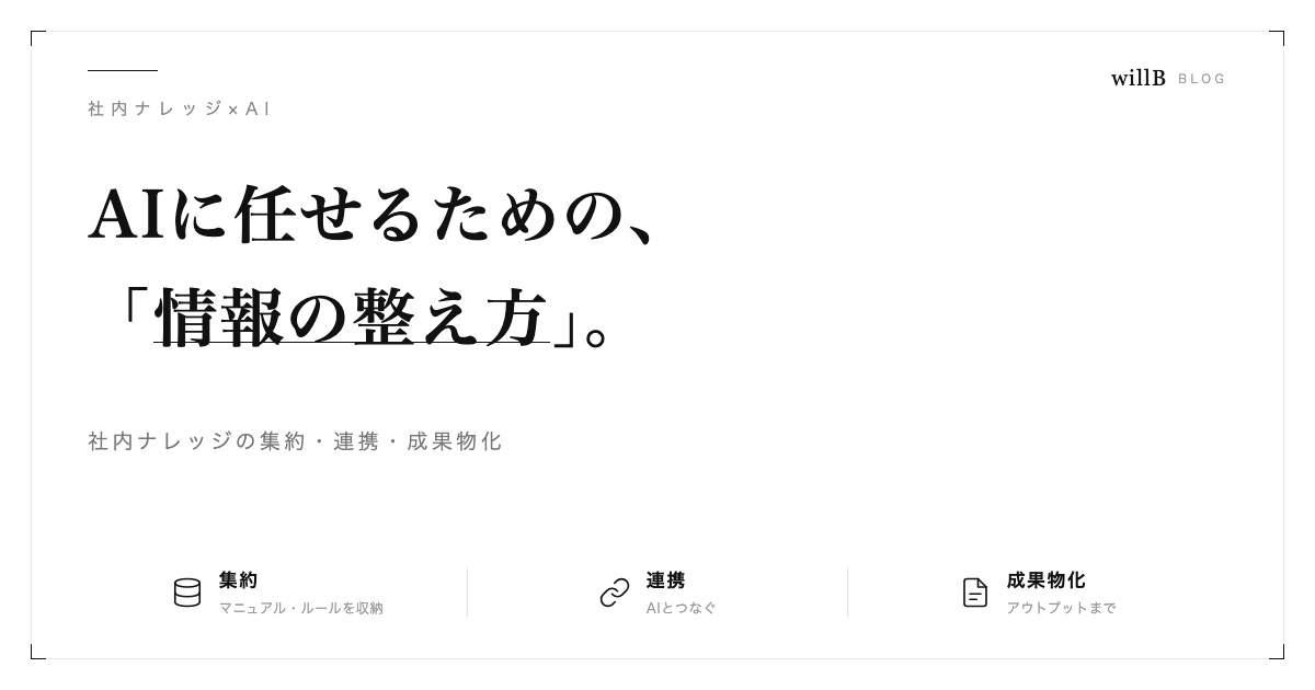 AIに仕事を任せるための「情報の整え方」 ― 社内ナレッジの集約・連携・成果物化の実践ガイド